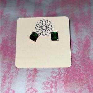 Emerald Green Square Stud Earrings - Women Jewelry